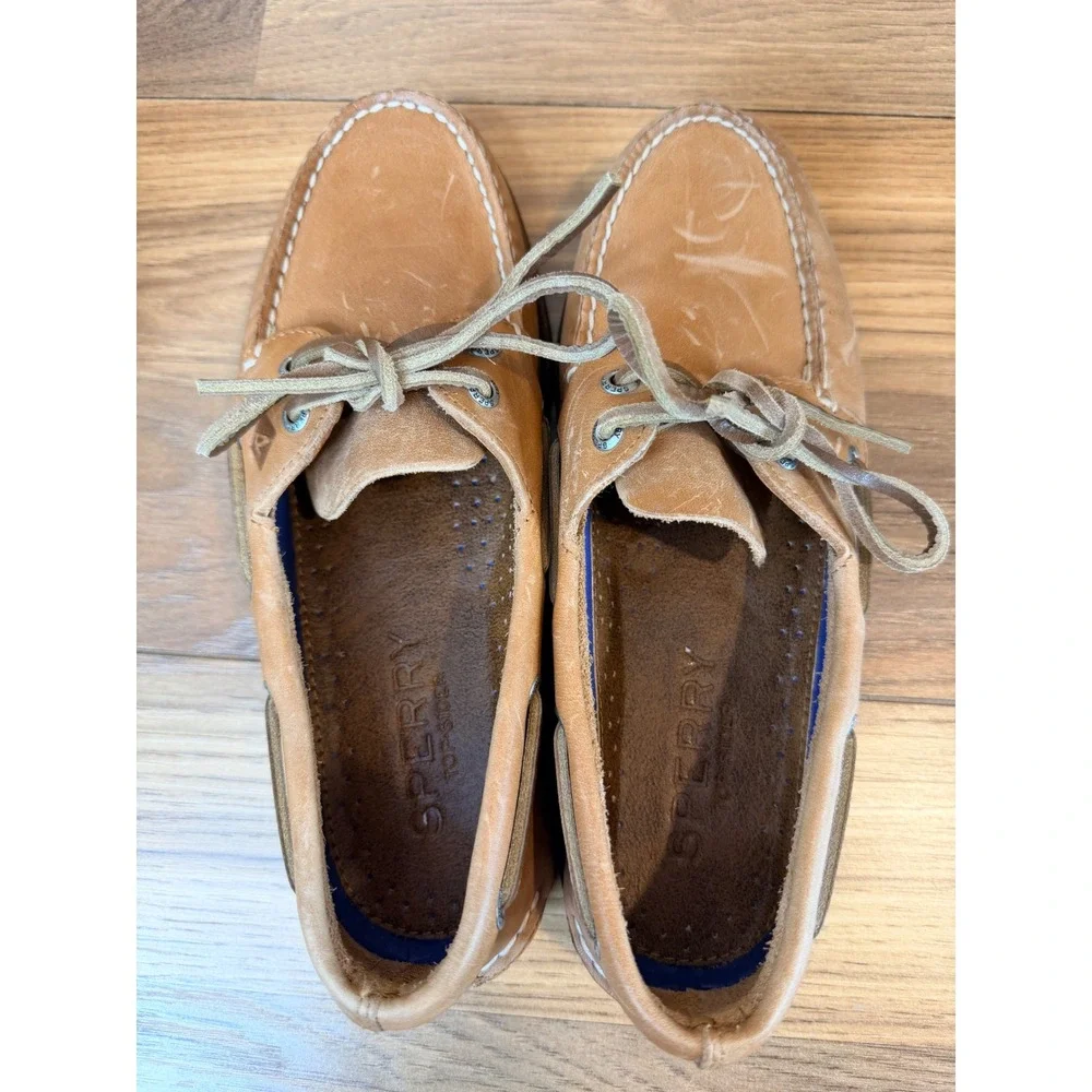 Sperry Top-Sider Authentic Original Boat Shoes Mens 7M Tan Leather 0197640